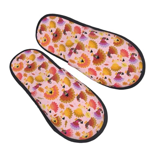 Happy Thanksgiving Turkey Print Women Slippers Home Furry Shoes Keep Men Couples Shoes Warm For Women-2
