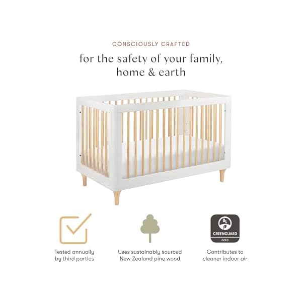 Babyletto lolly 3 in 1 convertible crib with toddler bed conversion kit in white and natural greenguard gold certified  urban country home decor