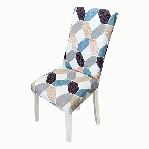 Image of House of Quirk Elastic Chair Cover Stretch Removable Washable Short Dining Chair Cover Protector Seat Slipcover (Pack of 1, White Bamby)