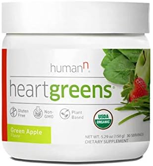 humanN HeartGreens | Superfood Organic Powder with Wheatgrass, Kale, Spinach, and Spirulina, USDA Organic Non-GMO, from The Makers of SuperBeets (Green Apple Flavor, 5.29-Ounce