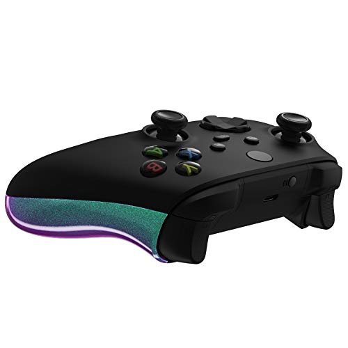 Image of eXtremeRate Replacement Side Rails Grip for Xbox Core Wireless Controller, Chameleon Green Purple Accessories Back Panesl Handles Cover Shell for Xbox Series X & S Controller