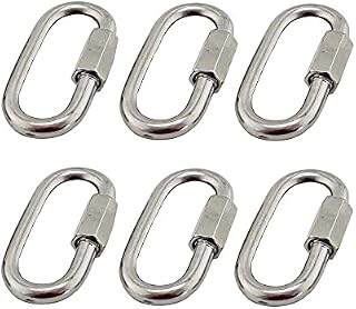 BuxiuGK 6Pcs M5 Quick Chain Links,304 Stainless Steel Heavy Duty D Shape Locking Quick Link Chain Connector Lock Screw Carabiner Max 120kg