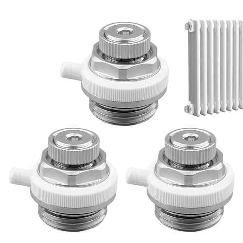 WIYETY Valvola automatica di sfogo aria 1/2 pollici: set di 3 valvole di sfiato per radiatore in ottone, valvola di raffreddamento auto-sfiatante