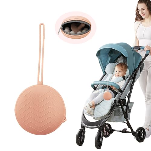 Image of SNOWIE SOFT Portable Baby Pacifier Holder Case with Handstrap, BFA Free Silicone Pouch Pacifier Case Organizer Storage Bag, Travel Pacifier Storage Pouch Waterproof Dustproof Baby Pacifiers Newborn