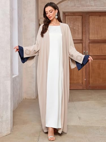 Image of Women's Ethnic Embroidery Muslim Abaya Open Kimono Cardigan Jalabiya