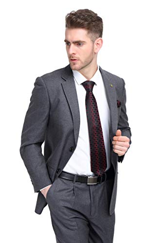 Barry.wang Mens Red Black Silk Tie Set Formal Tie Pocket Square Cufflinks Set #TOP1