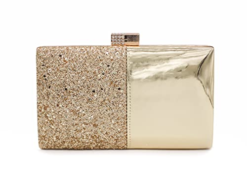 Sac de soirée mi-brillant mi-pailleté avec fermoir en cristal chic
