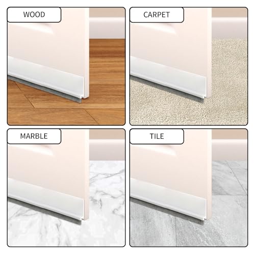 GGTTNRT Bürstendichtung Selbstklebend Zugluftstopper, Türdichtung Unten, Türbürstendichtung, Zuschneidbar, für Türen (Weiß-50mm)