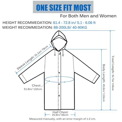 Image of Reusable Raincoats for Adults, 2 Pcs Rain Ponchos Emergency for Women Men with Hood and Drawstring