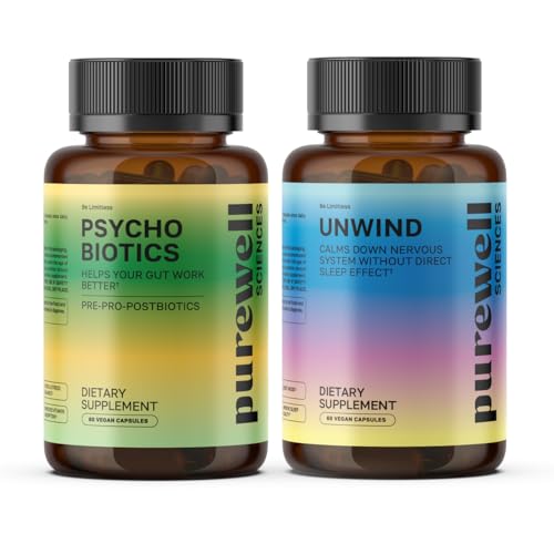 Psychobiotics + Unwind Bundle for Women — Probiotics &amp; Prebiotics for Gut Health + Cortisol Support Supplement— Support Digestive Health &amp; Stress Balance Daily Routine