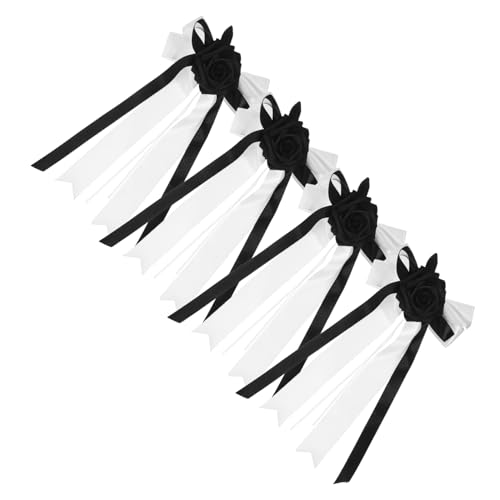 VALICLUD 4 Pezzi Maniglia Per Funebre Fiore Per Auto Fiocco Funebre Fiore Floreali Commemorativi Decorazione Per Ricevimento Fiocco Nero Decorazione A Tema