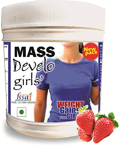Develo Weight Mass Gainer Protein Shake Powder for Fast Gain in women girls, Nutrition Food Supplement, Health Drink with Natural Fat Energy I 27 Vitamins & Minerals I 600gm Strawberry Flavour Develo Weight Mass Gainer Protein Shake Powder for Fast Gain in women girls, Nutrition Food Supplement, Health Drink with Natural Fat Energy I 27 Vitamins & Minerals I 600gm Strawberry Flavour