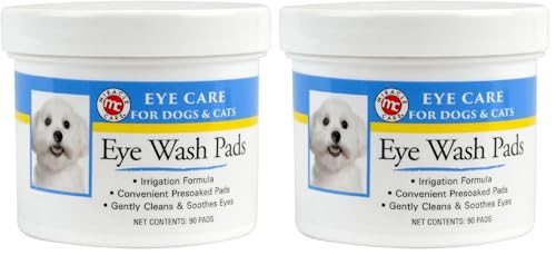 Image of Miracle Care Eye Wash Pads,90 Use Pre-Soaked Pads to Gently Clean and Soothe Dog and Cat Eyes; Non Stinging Formula to Remove Eye Debris,(Pack of 2)
