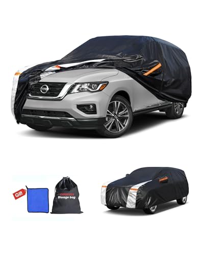 Image of Multi-Layer Car Cover Custom Fit for Nissan Pathfinder(2004-2026), 100% Waterproof All Weather for Automobiles, Gift with Towel, Heavy Duty Car Covers for Rain Sun UV Protection with Door Zipper