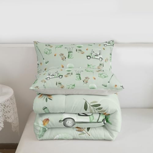 Image of Feelyou Green Golf Comforter Set Queen Size 3 Pcs Kids Boys Girls