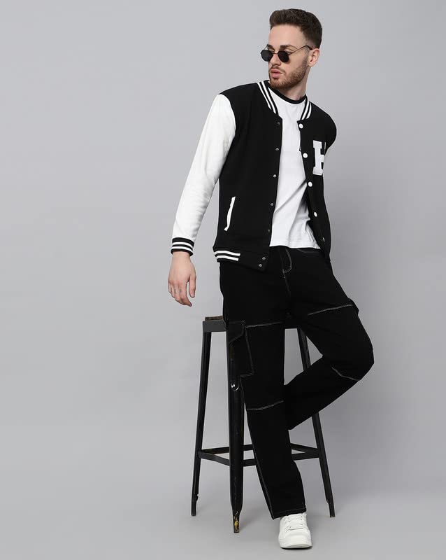 Image of BE SAVAGE Men's Cotton Blend Standard Length Varsity Jacket