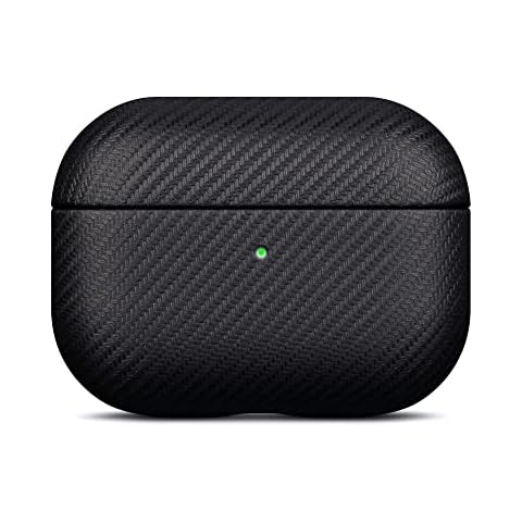LOPIE Case (Not for AirPods Pro 1st Gen), Handmade AirPods Pro 2nd Generation Case Protective Cover, Carbon Fiber Style Vegan Leather Case for Men/Women - Black Cover