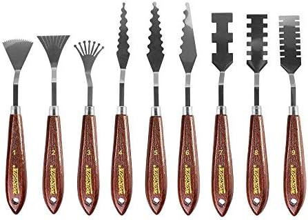 Bestgle 9PCS Palette Knife Set FlexibleStainless Steel Spatula Art Palette Knives Painting Mixing Scraper Set with Sturdy Wooden Handles for Artist Oil Painting/Oil/Acrylic/Crafts