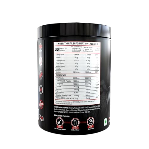Image of C9 Nutrition Ring Master Pre Workout Powder for Men & Women | 30 Servings | 255gm | Blueberry Flavor | 3000mg Beta Alanine, Citrulline Malate, Taurine & Creatine | High Energy, Pump, Strength & Focus