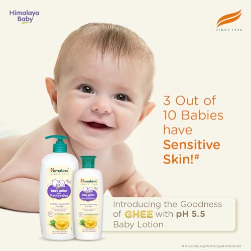Image of Himalaya Baby Lotion With Pure Cow Ghee 200Ml|Ph5.5|Pure Ghee|Aloe Vera|Safe For Newborns|For Baby's Sensitive Skin|No Parabens|No Phthalates|No Mineral Oil|No Synthetic Color|Dermatologically Tested