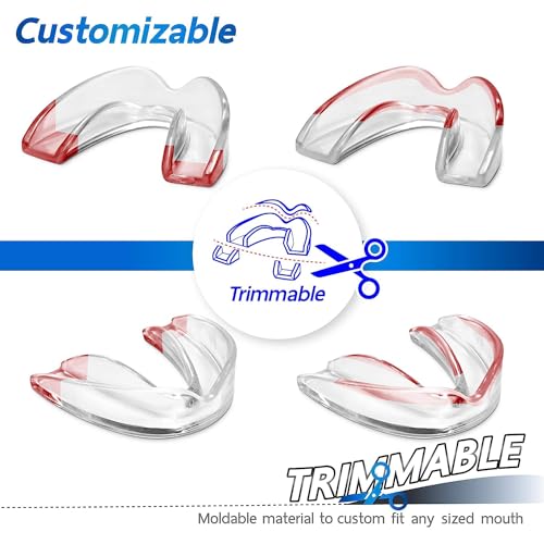 Image of Mouthguard - One Size Fits All Premium Set of 6 BPA Free Moldable, Customizable and Trimmable Medical Grade Mouth Guard for Grinding Teeth Clenching Bruxism, Sport Athletic, Whitening Tray