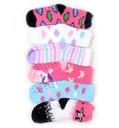 Boutique4Divas Toddler Girl Cozy Fluffy Fuzzy Socks 6 Pairs Anti Slip Warm Winter2
