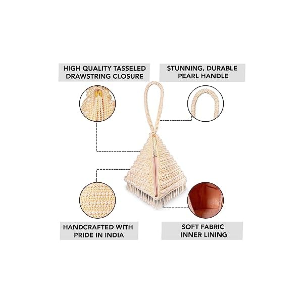 Peora Peach Potli Purses for Women Handmade Evening Handbag Stylish Bridal Fashion Wristlet Bag for Girls (P181PCH) - Image 4