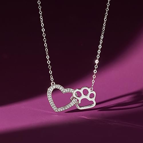 Ross-Simons 0.30 ct. t.w. White Topaz Heart and Paw Necklace in Sterling Silver. 18 inches3