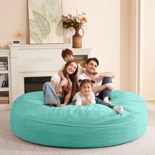 Image of HABUTWAY XX-Large Bean Bag Chair: Giant 7' Memory Foam Furniture Bean Bag Chairs for Adults with Microfiber Cover 7Ft(Aqua Ombre)