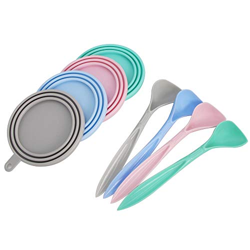 4-Pack-Can-Covers-and-4-Pack-Pet-Spoons-SetUniversal-Silicone-Can-Lids-for-Pet-Food-Cans-1-Fit-3-Standard-Size-Dog-and-Cat-Can-Tops-Cover-Round 4 Pack Can Covers and 4 Pack Pet Spoons SetUniversal Silicone Can Lids for Pet Food Cans 1 Fit 3 Standard Size Dog and Cat Can Tops Cover Round