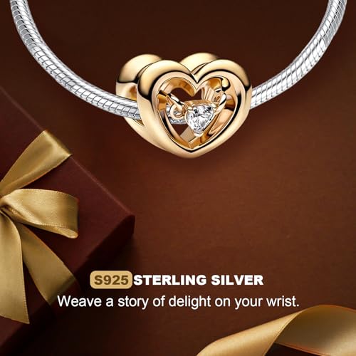 Annmors Gold Charms for Bracelets Family Heart Mom Daughter Dangle Pendants for Women Bracelet & Necklace3