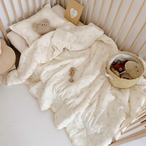 Image of BuLuTu Muslin Baby Quilt Toddler /Twin Bed Blanket Lightweight Comforter for Girls Boys| 2 Layer Cotton Muslin| Soft Breathable| 60 inchx78 inch, 2.5 Pounds| Sheep Pattern | Machine Washable