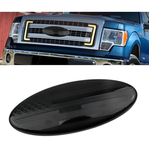 Lecctso Front Grille American Flag Emblem for Ford, Replacement for Ford Emblem, 9 Inch Aluminum Front Grill Rear Tailgate Oval Emblem, Car Exterior Accessories Compatible with Ford F150 F250 F350 Cover