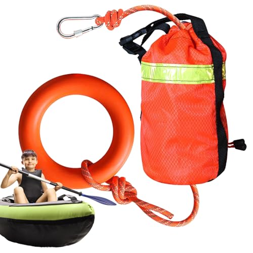 Genérico Cuerda de Rescate | Bolsa De Rescate Acuático 16 m con Cuerda Reflectante | Equipo de Seguridad con Anilla y 500kg de Resistencia para Barcos Natación Rafting y Actividades al Aire Libre