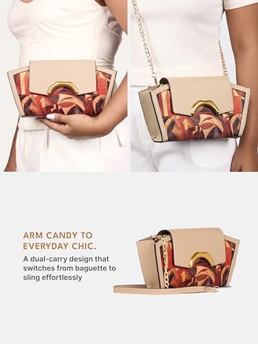 Image of ZOUK Women's Zareen Clutch Bag with Detachable Sling Strap | Vegan Leather | Wedding, Party, Formal