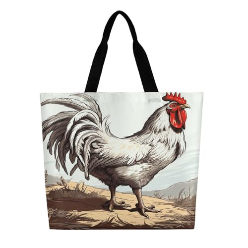 Women's Multi-Functional Shopping Bag，Chicken Sketch Printing Messenger Bag Shoulder Bag for Travel, Work, Shopping & Parties with Inner Pocket, Grocery Bag Lightweight & Water-Resistant3