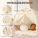 Sumbababy Large Teepee Tent for Kids: with Star Lights & Flags - Tent for Kids Indoor Kids Teepee for Boys & Girls - Playhouse Inside Canopy Bed for Playroom Gift Toys (Cream)
