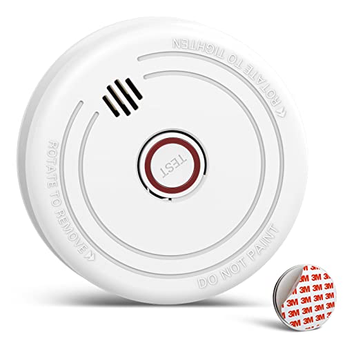 Rauchmelder,Rauchmelder mit magnethalterung Feuermelder 10 Jahre Lebensdauer, Photoelektrischer Brandmelder mit austauschbarer Batterie 1 Stück