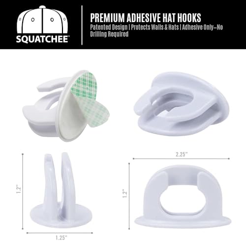 Squatchee Pacote com 5 ganchos para chapéu (branco)