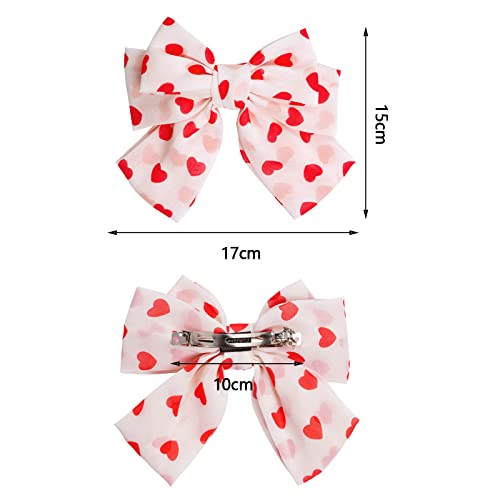 Sucrain 5 Pcs Love Sweet Girls Bow Hair Clips Hair Ties Handmade Hair Decoration, Korean Fashion Elastics Ponytail Accessories For Multiple Occasions (Sweet Heart) #TOP1