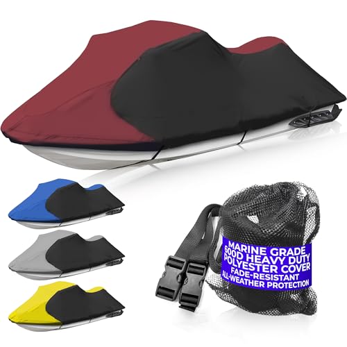 JETPRO Trailerable PWC Watercraft Jet Ski Cover Burgundy/Black Fits from 126"-135"(3 Seater)