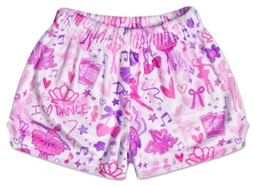 iscream + Corey Paige Designs Big Girls Bold Print Silky Soft Plush Shorts - Love Dance Medium (10/12)