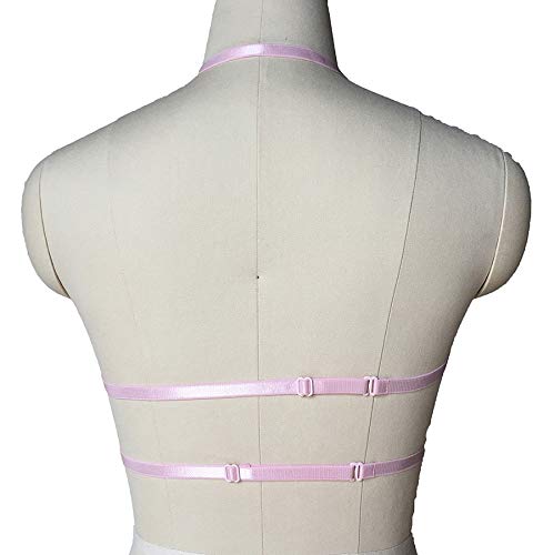 Woman Pentagram Body Harness Bras Dance Underwear Accessories Elasticity Hollow Punk Goth Belt (Purple)