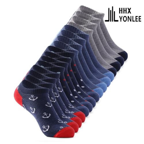 Image of HHX YONLEE Ankle Socks Striped patterned Casual Socks 8 /10 Pairs Gift Box