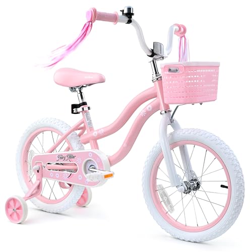 Image of Girls Bike for Kids Ages 2-5 Years, 12 14 16 Inch Kids Bike with Training Wheels, Basket & Streamers, Pink Little Girls Bicycle with Coaster Brake, Birthday Gift