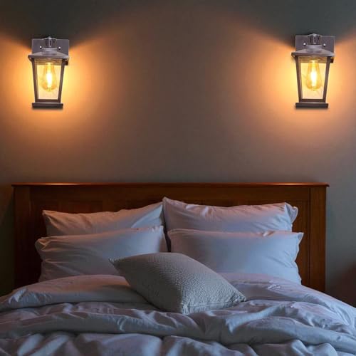 Image of GreyWings Classic Outdoor Wall Light for Home, Brown Metal Frame with Glass, E27 Big Threaded Holder, Wall Lamp, Pack of 2