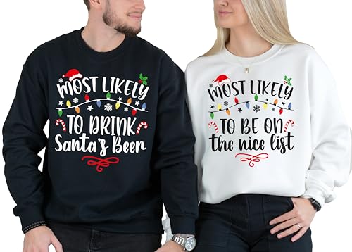 Most Likely to Christmas Sweatshirt for Family 36 Quotes Personalized Matching Christmas Pajamas Funny Christmas Sweater Custom Text Christmas PJs Couples Party Multicolor