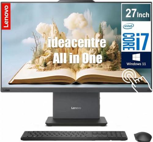 Image of Lenovo Ideacentre 27 inch IPS FHD All-in-One Touchscreen Desktop Computer | 13th Gen Intel Core i7 (10-Core, Up to 4.90GHz) | 32GB DDR5 RAM, 1TB SSD | Wi-Fi 6 | Win 11 | Wireless Charging