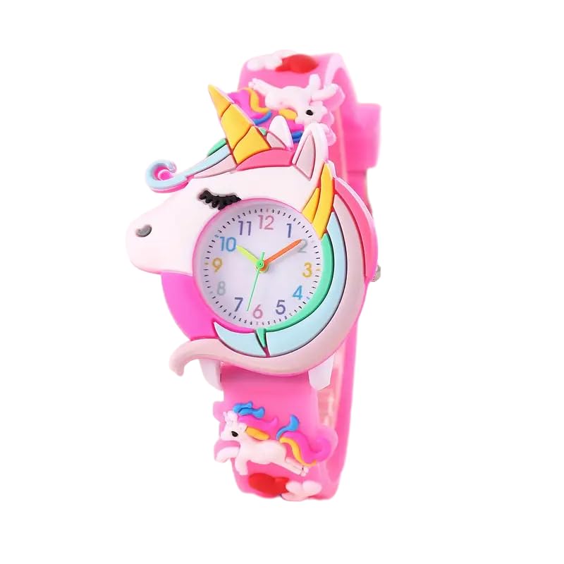 Cute & Colorful Silicone Cartoon Watch - Fun Gift for Kids (Rose Red Unisex Baby Roze Red)