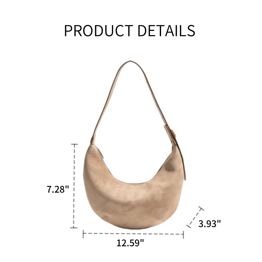 Bolso pequeño de ante para mujer estilo media luna miniatura 7